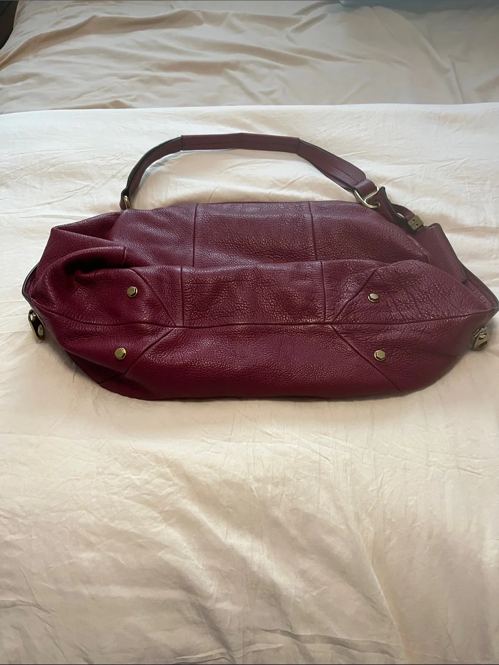 DR YANY Leather Hobo Bag in Deep Burgundy